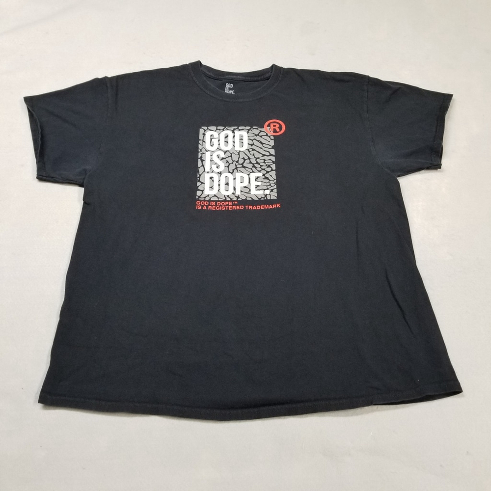 God Is Dope T-Shirt Mens Size XL Black Jesus Tee Religious Short Sleeve